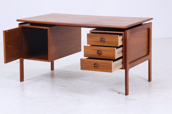 Image 1 of Vintage Teak Desk by Arne Vodder for GV Møbler | Mid - Century Drawers Work Desk Free Table Retro Design #06-38