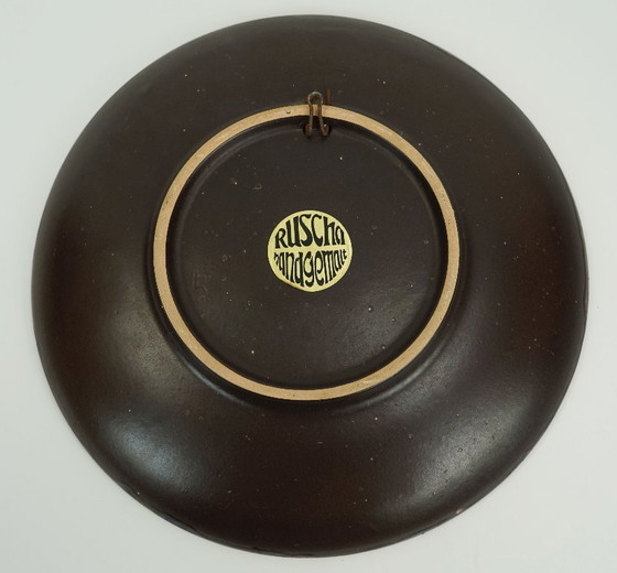 Image 1 of Assiette murale vintage Ruscha années 1960-1970, bol en lave épaisse, fleurs orange et blanches