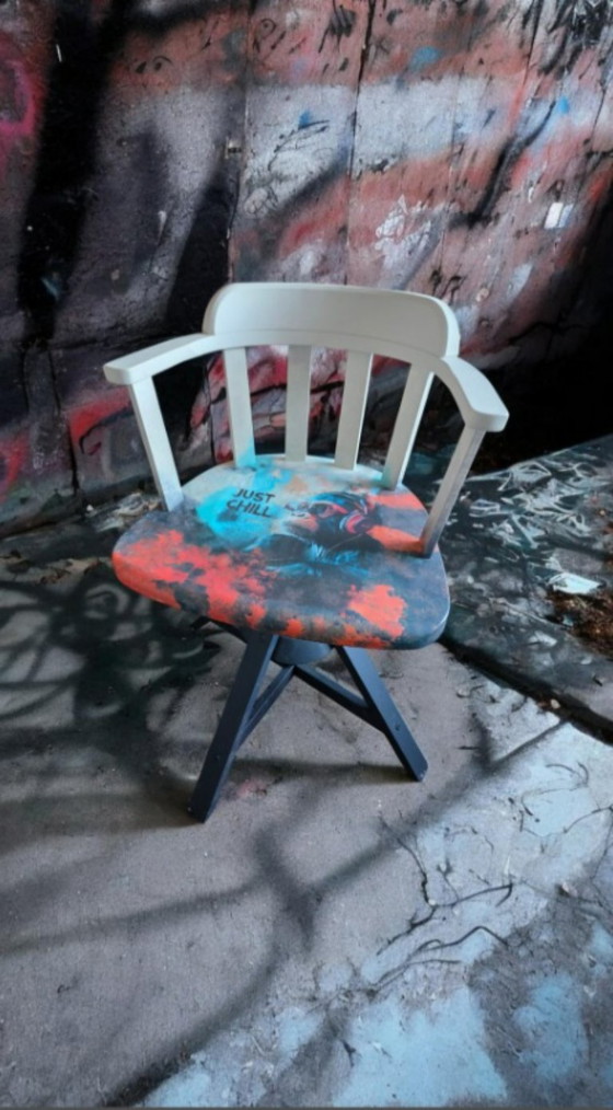 Image 1 of ** Urban Art Desk Chair – Hand-Painted – One of a Kind **