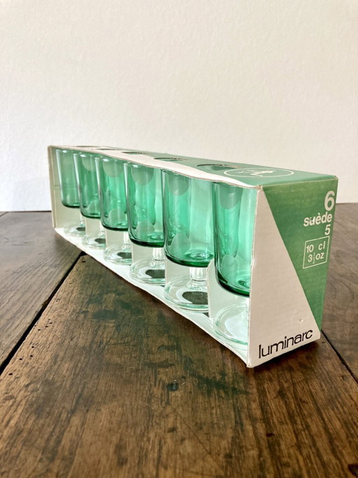 6 copas Luminarc con tallo, modelo sueco n.º 5, copa verde