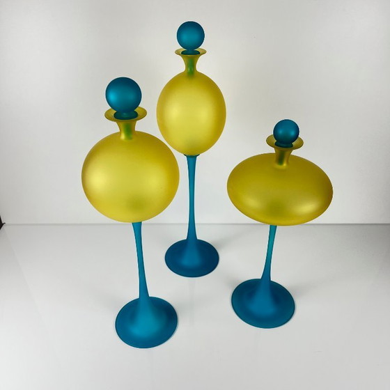 Image 1 of Set di 3 vasi scultorei in vetro di Murano di Cesare Toffolo, Italia, anni '90