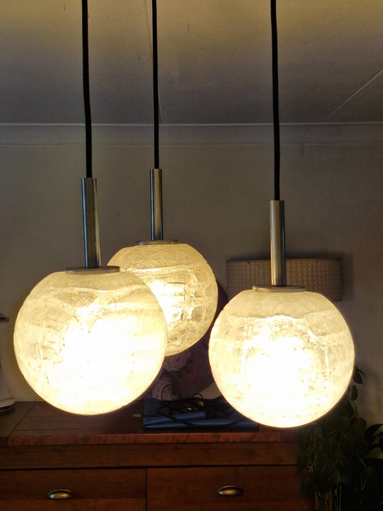 Doria Leuchten Lampada a sospensione a cascata – Lampade a sospensione, Glass, Metal, Vintage (photo 6 of 6)