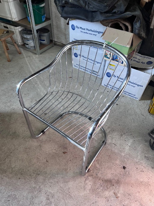 Set van 7 vintage stoelen, in de stijl van Gastone Rinaldi / chroom / buisframe