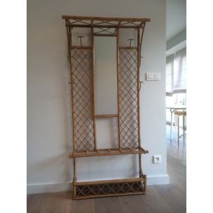 Image 1 of French vintage coat rack in rattan, 1970