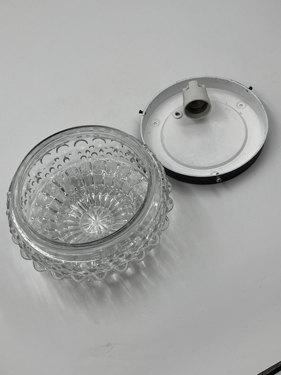 Image 1 of Glazen plafondlamp met Toupie-reliëf