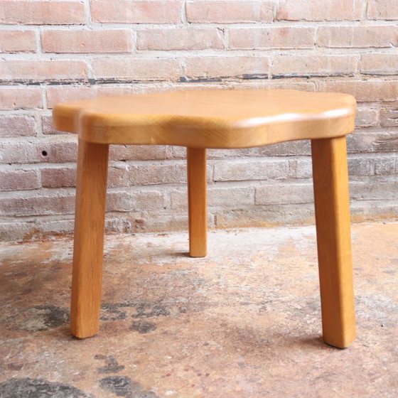 Image 1 of vintage coffee table oak flower-shaped side table 70s