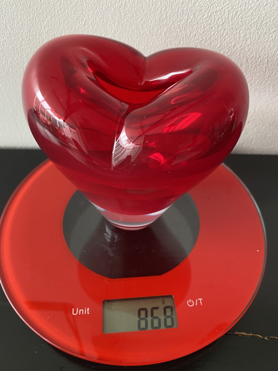Image 1 of Vintage Murano Red Heart Vase attributed to Salviati Cuoricino Model