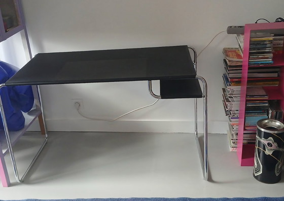 Image 1 of Vintage Habitat Desk from the 1980s, Tubular Steel, Very Good Condition, Black and Silver