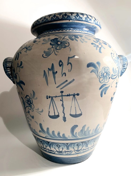 Große handbemalte Savona Keramik Vase, 1725 – Vasen (photo 4 of 13)