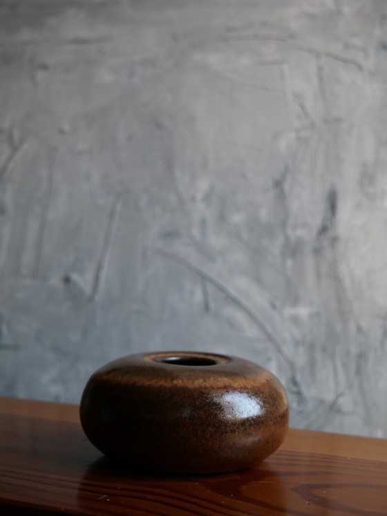 Image 1 of Brown vintage ceramic vase from Töpferhof Gramann Mid-Century