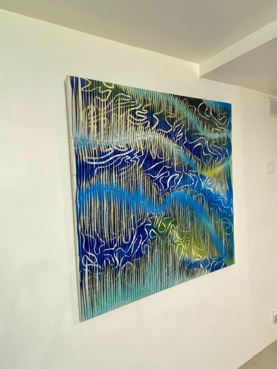 Image 1 of Textile sculpture painting. ref Nordic Shards