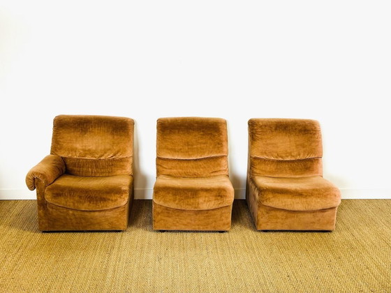 Image 1 of Canapé Modulable Vintage en Velours, 1970s, Set de 5