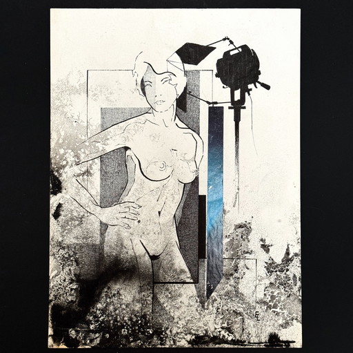 Eugene Eechaut (1928-2019) - Tuschekomposition mit einer Frau. 1977