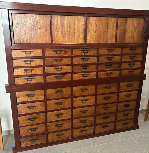 Unieke Antieke Japanse Apothekerskast (Meiji +/- 1880) Met Certificaat Van Echtheid