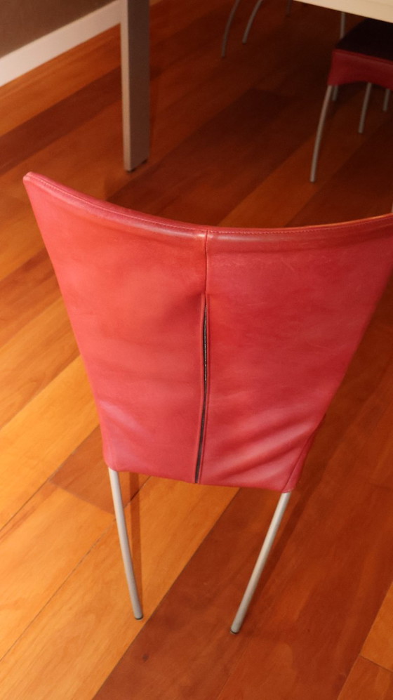 Image 1 of 6 sedie da pranzo Montis Spica, pelle, colore ciliegia Gaucho