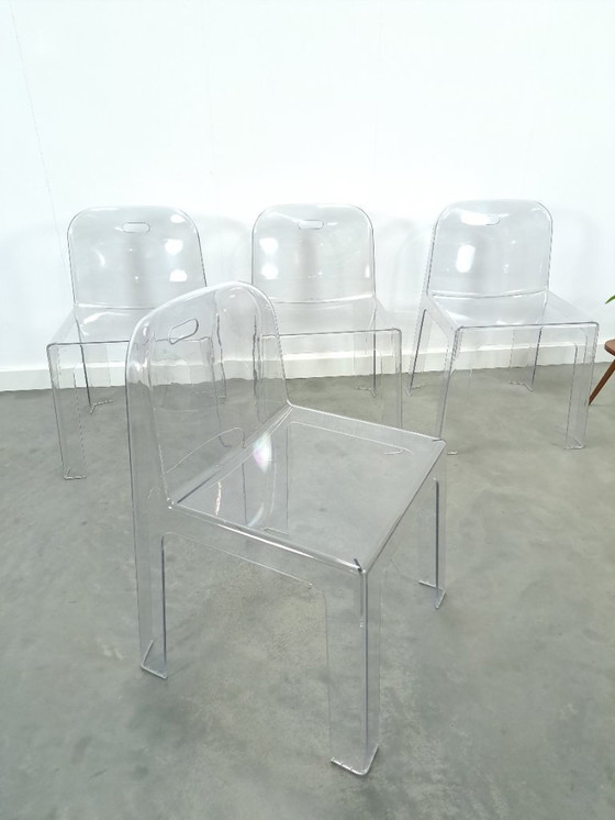Image 1 of Design plexiglas stapelbare stoelen Trono by Sottsass Associati 2005 Segis Italy