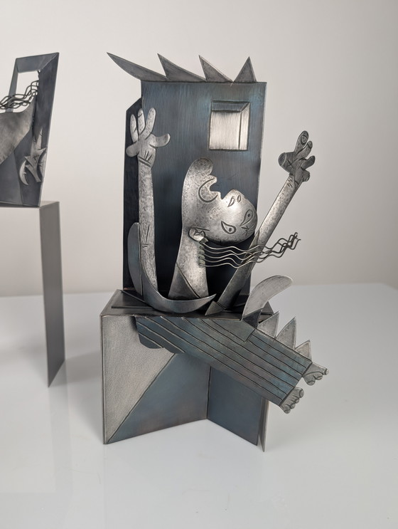 Image 1 of Sculptural Group "After Picasso" in Metal, Guernica Tribute, Late 20th Century