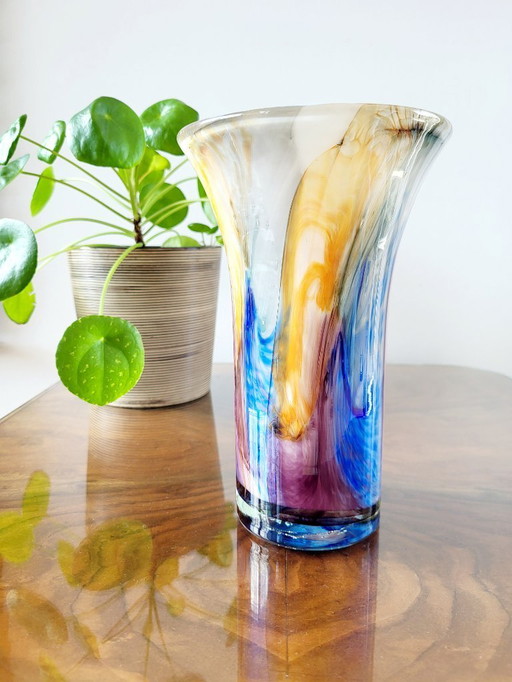Michèle Luzoro vaas, multicolor, jaren 80, Frankrijk