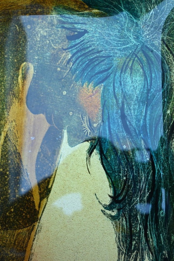 Image 1 of Targa da parete in vetro retroverniciato italiano, firmata "pachini"