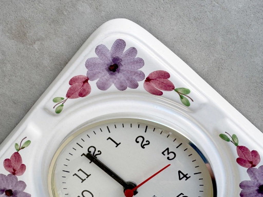 1x Allegro orologio da parete vintage in ceramica con fiori – klokken, Glass (photo 2 of 5)