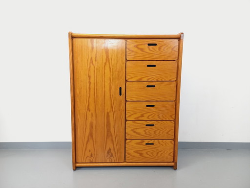 Small Gautier pine chest of drawers with hanging space from the 70s and 80s