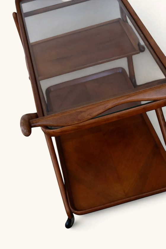 Desserte de Cesare Lacca pour Cassina, années 1950. – Bois, Verre, Vintage (photo 11 of 15)
