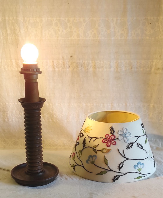 Image 1 of Turned solid wood table lamp - 1960s/70s