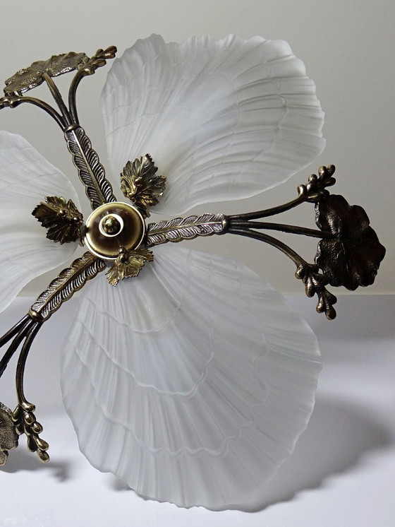 Image 1 of Lustre Hollywood Regency Art Déco vintage 80-90 Bronze Mariner Coquillages