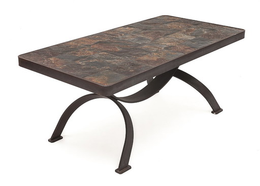 Table basse brutaliste par Adnet