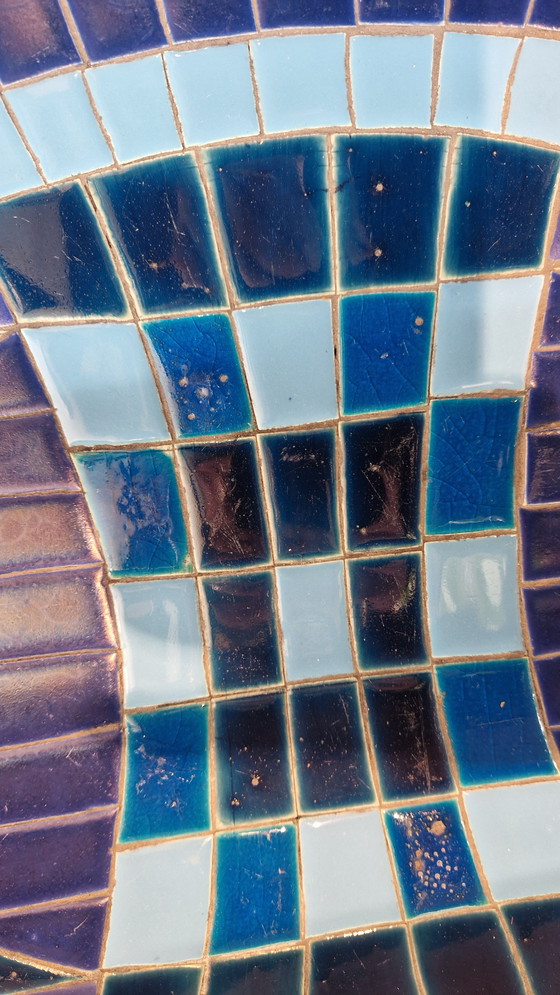 Image 1 of Guy Trévoux coffee table blue ceramic tile top
