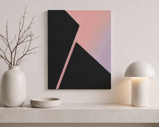 Textured art “Sunset in the city” 50 x 40 cm – schilderijen tekeningen, Mdf