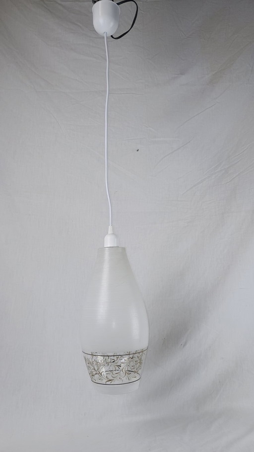 Pendant Hanging Ceiling Light LUNEL Textured Lantern White Glass Mid Century Vintage