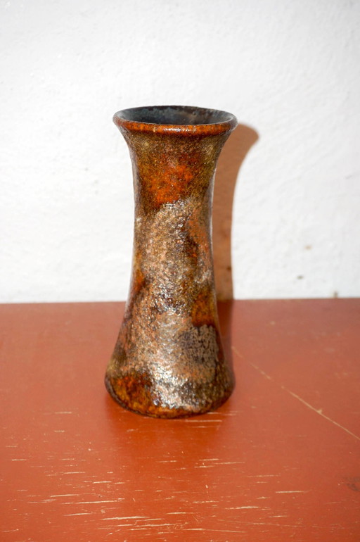 vintage west german jasba lava vase * earthy brown drip glaze pottery * 20x9x8 cm * 1960s * fat lava * fire colors * autumn tone