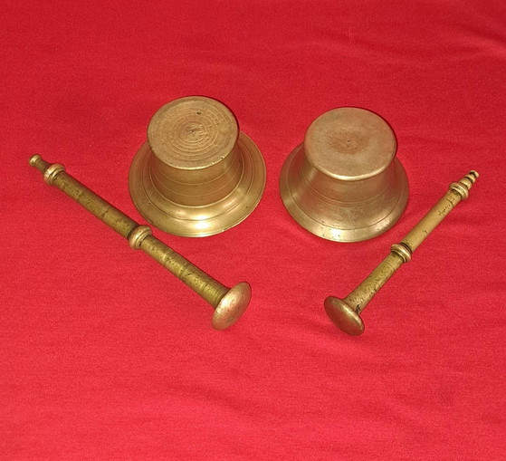 2 antichi mortai in bronzo, Oggetti decorativi, Dorato (foto 8 di 10)