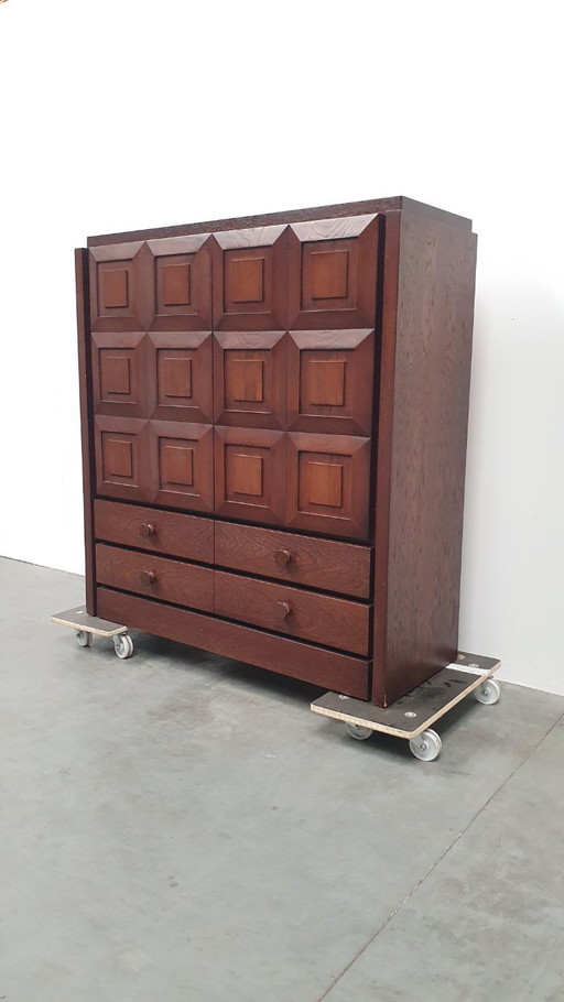 Brutalist vintage barkast cabinet highboard 70s bar