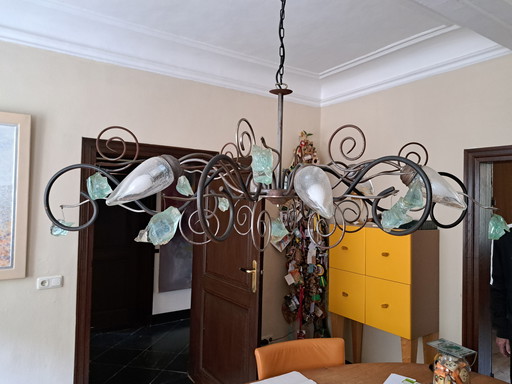 Lampadario con cristalli blu ghiaccio