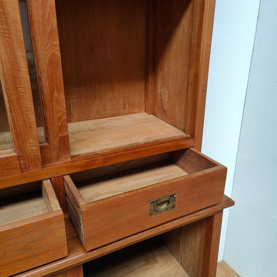 Image 1 of Vintage French country sideboard cabinet, wall cabinet kitchen cabinet Teakwood