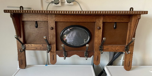 Antieke kapstok met spiegel