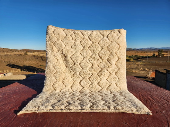 Beni Ouarain Teppich 160x240 cm – Cremefarbene Wolle mit Rautenmustern – Teppiche & Läufer, Baumwolle (photo 7 of 7)