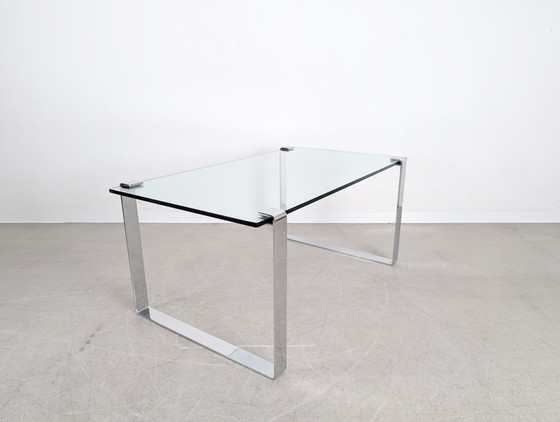 Image 1 of Original Draenert glass dining table, classic design, chrome finish