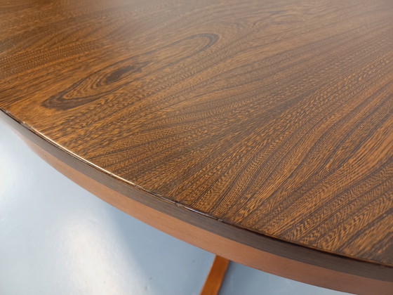 Image 1 of 60s-70s vintage Baumann elm wood oval dining table with extensions