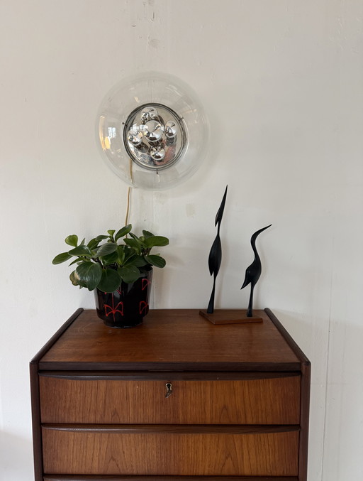 Lampada da parete vintage in stile "Globe" dell'era spaziale, Glashütte Limburg '70