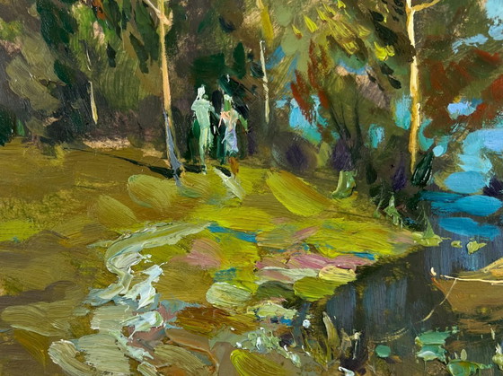 Image 1 of Original Oil Painting Summer Coastal Landscape Together in Nature