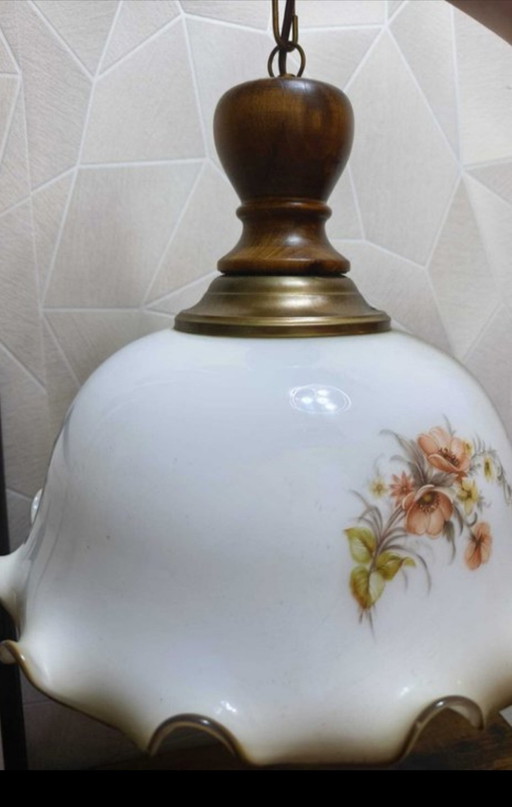 Lampadario lampada 1950 vetro opalino