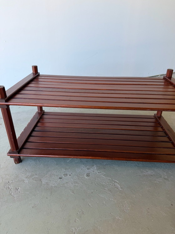 Slatted pine coffee table Scandinavian design vintage 70s, Wood, Brown (photo 8 of 12)
