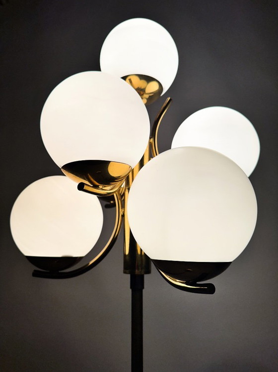 Lampadaire Sputnik vintage Richard Essig, Verre, Métal, Doré (photo 8 sur 16)