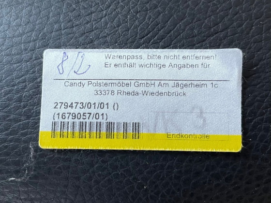 Image 1 of Divano Candy Intermezzo in pelle nera a 3 posti