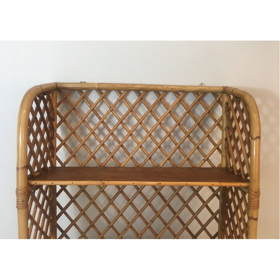 Image 1 of Vintage wall shelf in rattan, 1950