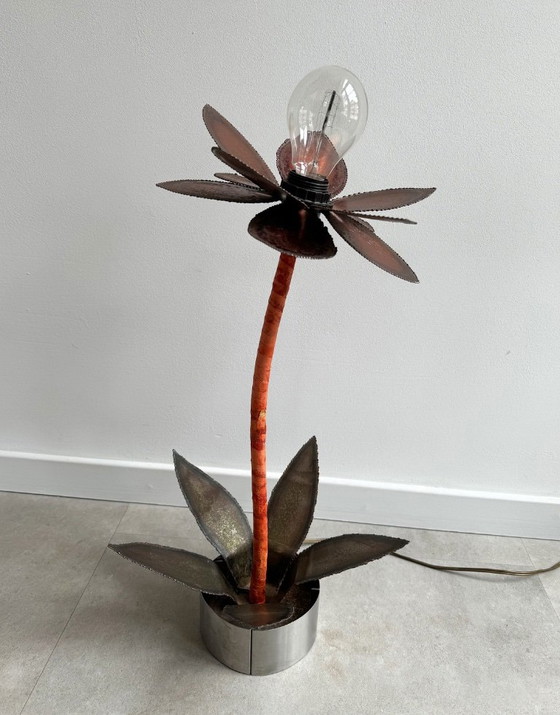 1x Grande lampada da tavolo vintage in rame a forma di fiore - Lampada eclettica – Lampade da tavolo, Metal (photo 4 of 10)
