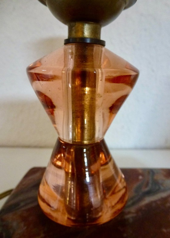 Image 1 of 2 lampes de table vintage sur socle en marbre.